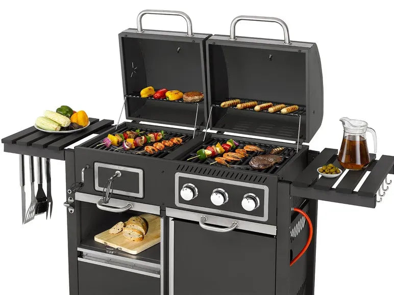 2026 tepro coal-gas grill “Toronto Kombi”, 8.7 kW power, 3 stainless steel burners, 2 shelfs