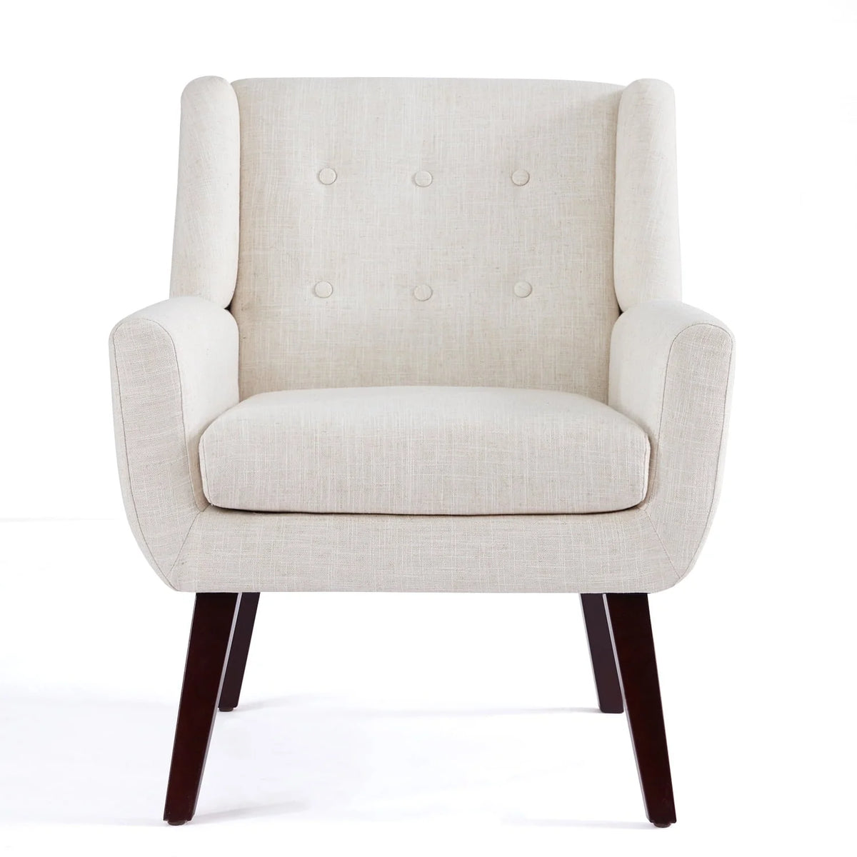 HUIMO Accent Chair, Button-Tufted Upholstered Living Room Chairs, Mid Century Modern Comfy Reading Chairs for Bedroom, Living Room, Beige