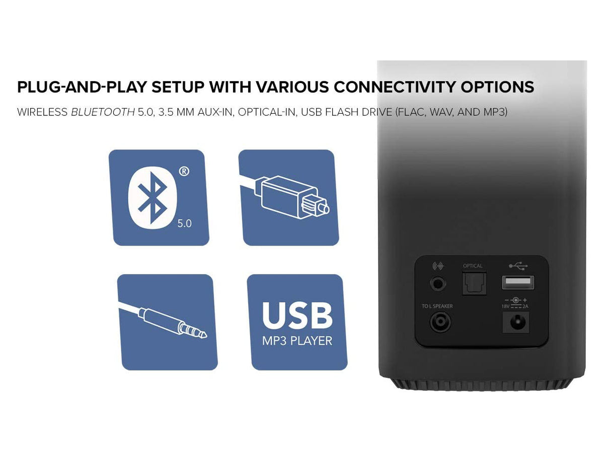 Creative T100 2.0 Bluetooth Desktop Speakers, Wireless Audio, Clear Stereo Sound, Remote Control, PC & TV