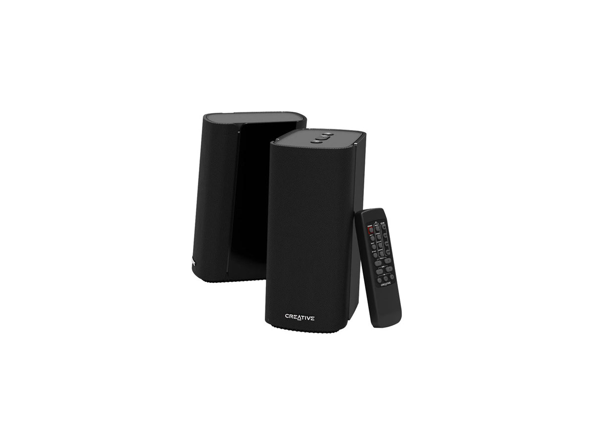 Creative T100 2.0 Bluetooth Desktop Speakers, Wireless Audio, Clear Stereo Sound, Remote Control, PC & TV
