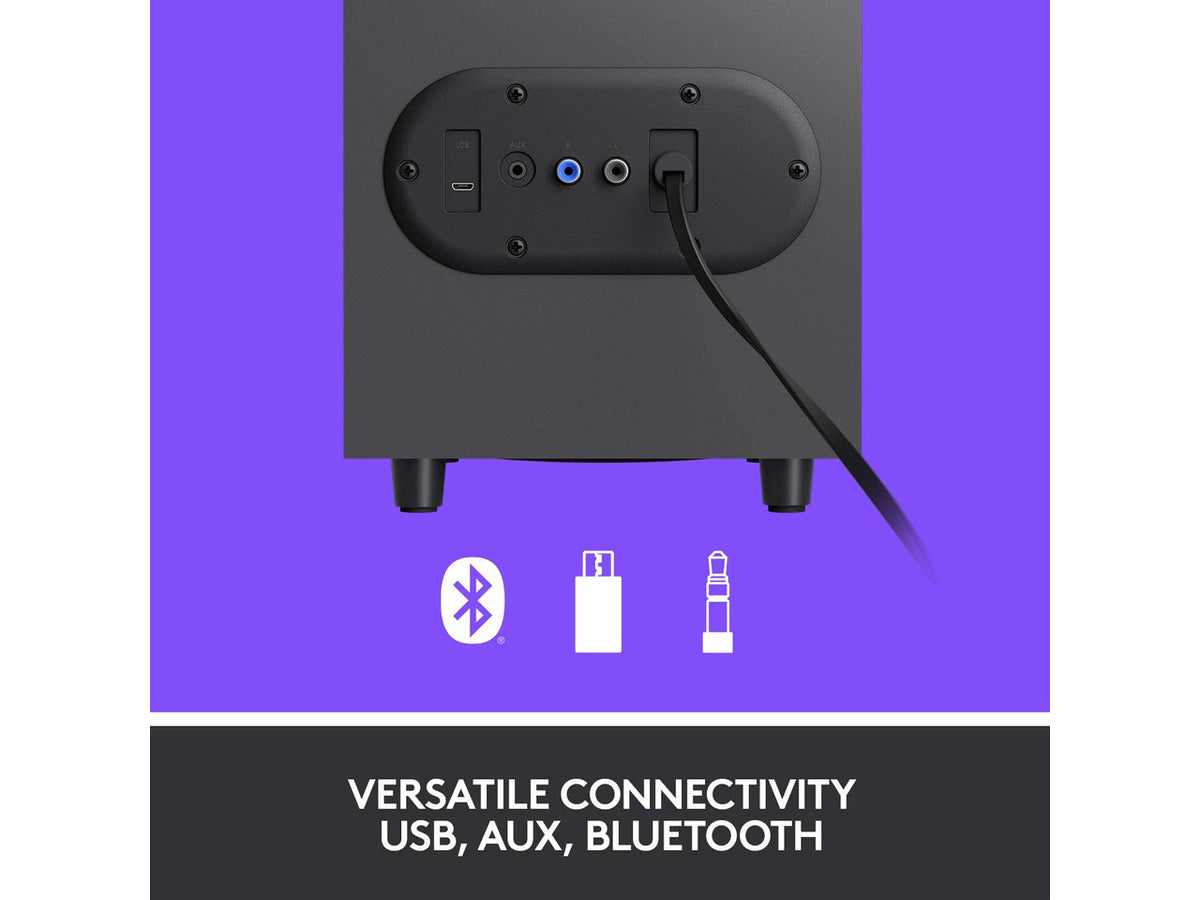 Logitech Z407 Bluetooth Computer Speakers with Subwoofer and Wireless Control, Immersive Sound, Premium Audio with Multiple Inputs, USB Speakers