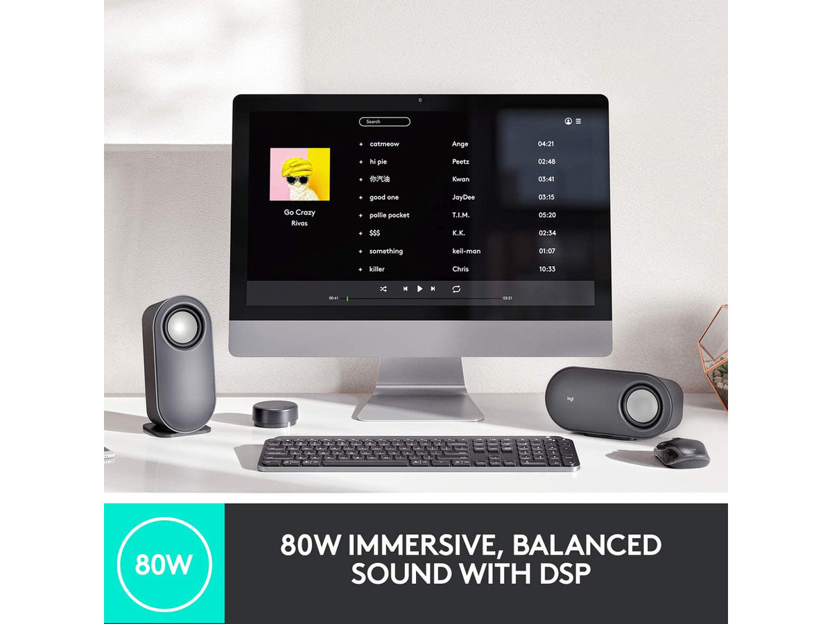 Logitech Z407 Bluetooth Computer Speakers with Subwoofer and Wireless Control, Immersive Sound, Premium Audio with Multiple Inputs, USB Speakers