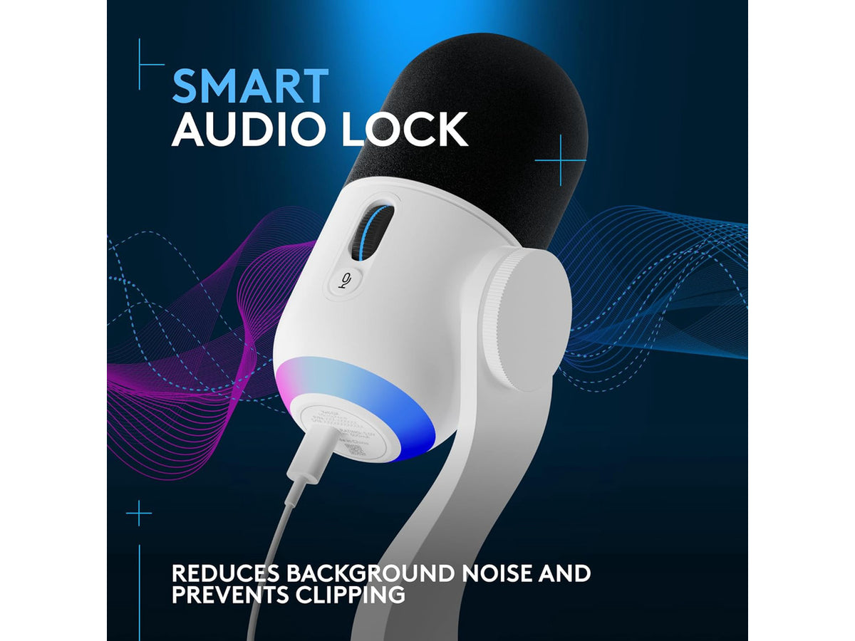 Logitech G Yeti GX Dynamic RGB Gaming Microphone with LIGHTSYNC, USB Mic for Streaming, Supercardioid, USB Plug and Play for PC/Mac - Off White