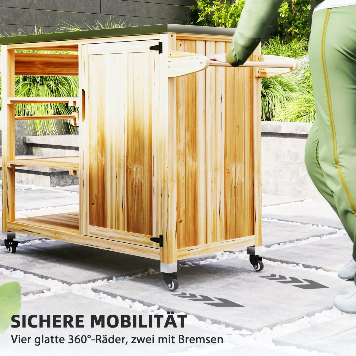 2026 Outsunny barbecue outdoor kitchen island with rolls of solid wood