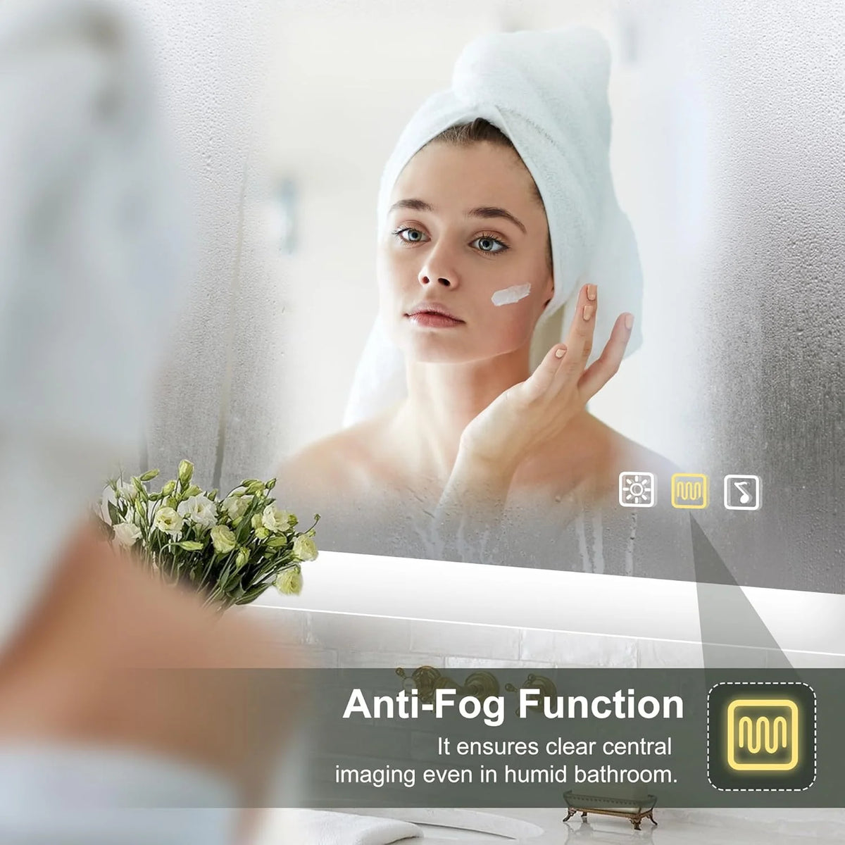 2026 Bathroom mirror S'bagno with lighting 1200 x 700 mm, IP44, LED, Bluetooth, anti-fog, 3 light colours (3,000 K, 4,000 K