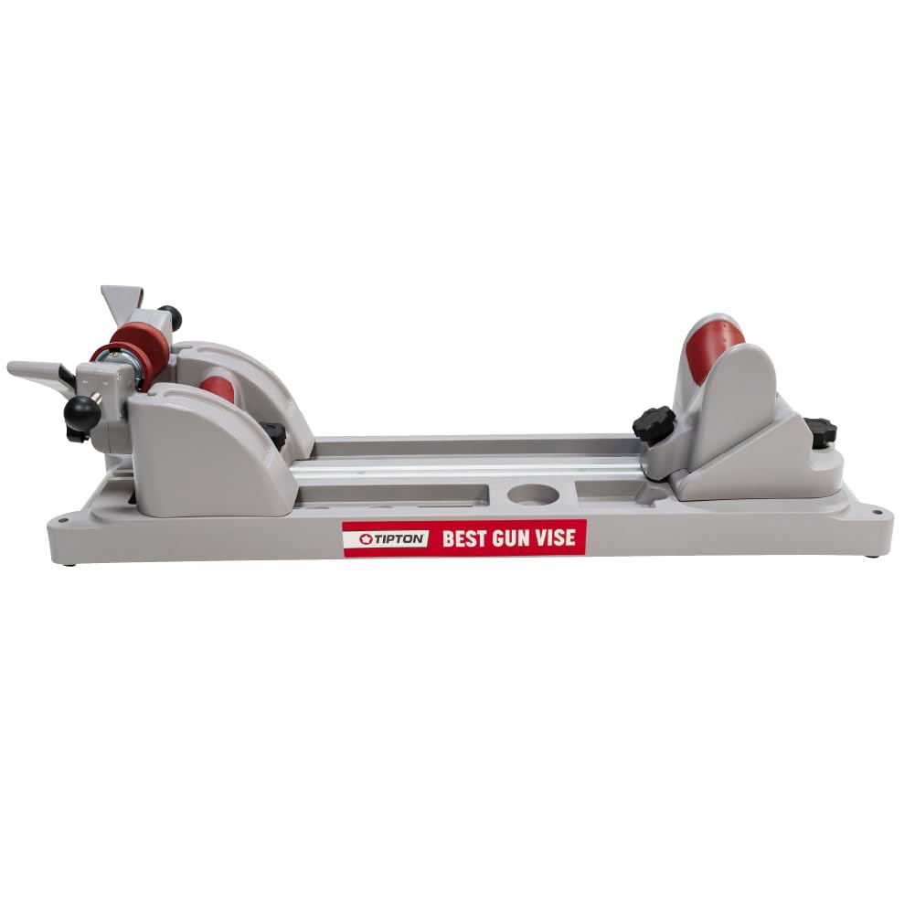 Tipton Best Gun Vise with Secure Adjustable Cradle, Storage Compartments for Cleaning, Gunsmithing and Firearm Maintenance, Red/Grey