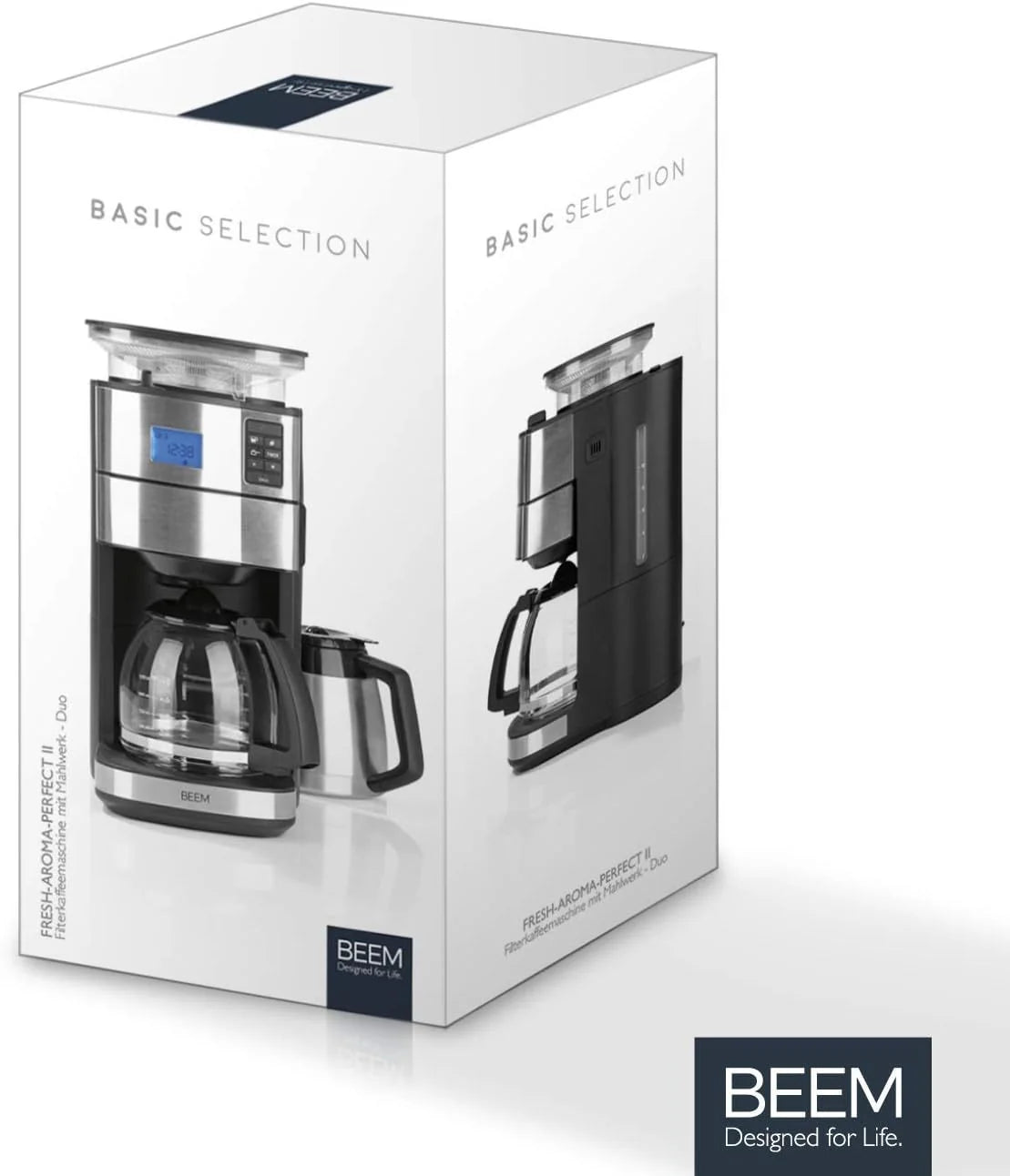 2026 BEEM FRESH-AROMA-PERFECT II filter coffee machine with grinder - Thermo | Stainless steel | Thermopot | 24h timer | 1000