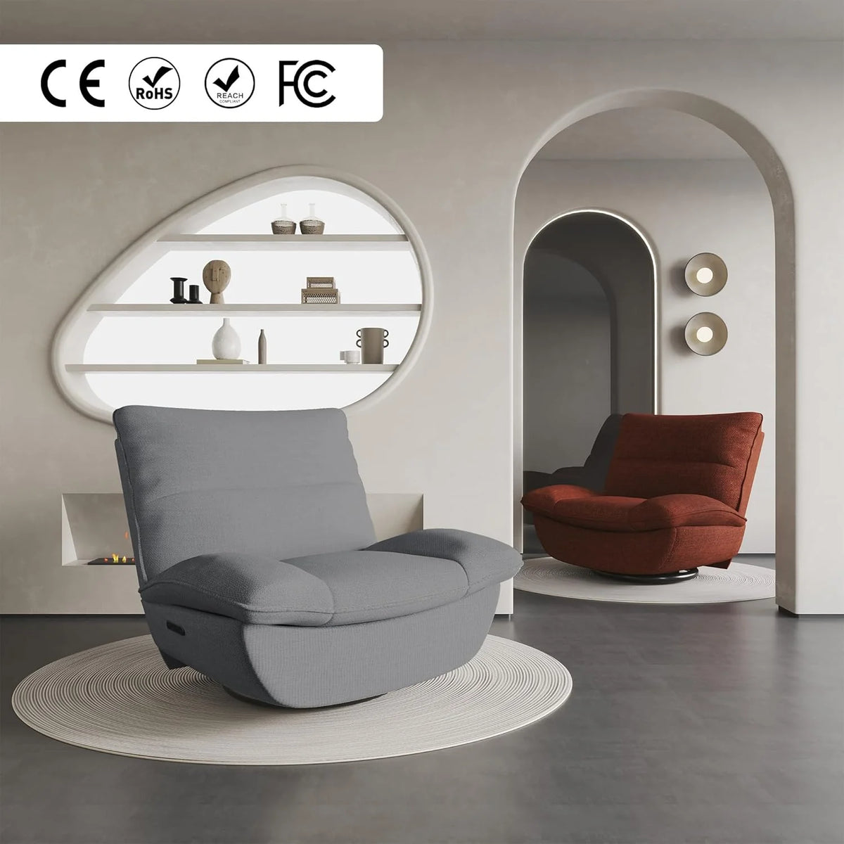 2026 FLEXISPOT XC6 reclining armchair, swinging sofa, TV chair with adjustable backrest, reclining armchair for bedroom, livi