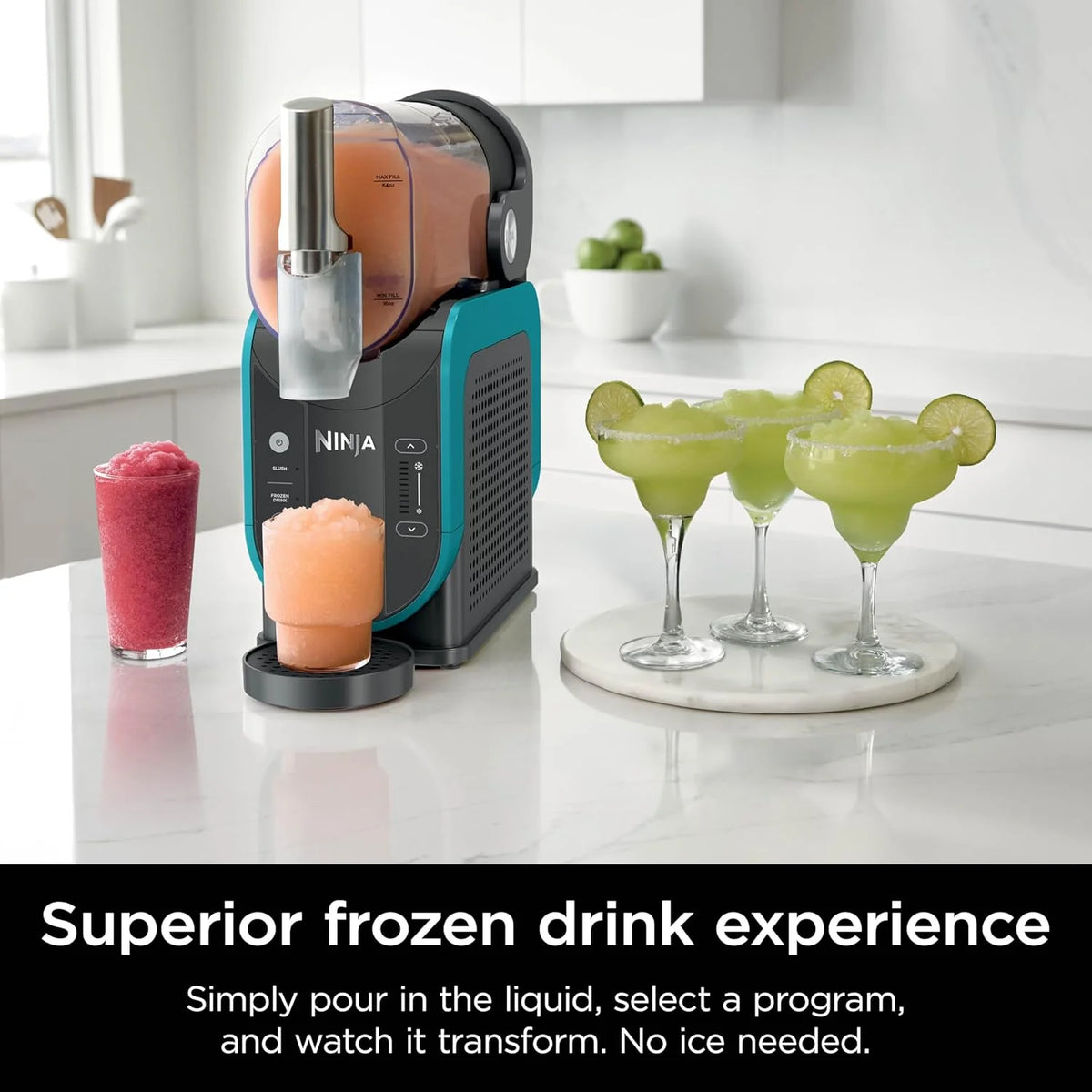 SLUSHi with RapidChill Technology, 88 oz. Frozen Drink & Slushie Machine, 5 Preset Programs, Margaritas, Frappés, and More, Premium Accents, Black, FS301