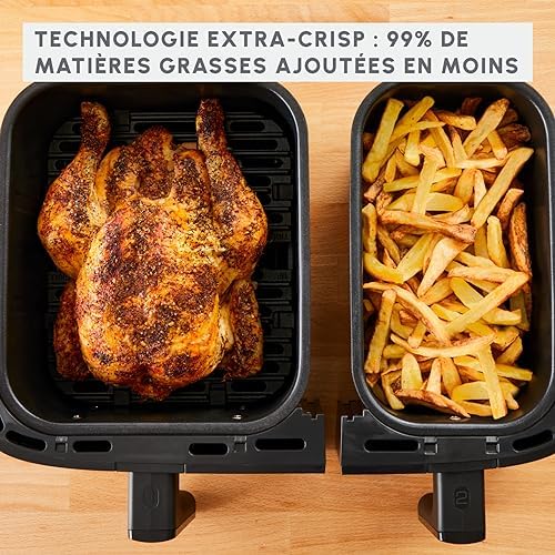 2026 Moulinex air fryer two compartments, very large capacity 11L, 10 people, 7 Automatic programs, oil-free fryer, Digital t