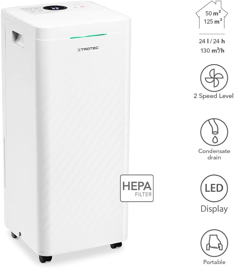 2026 TROTEC Design air dehumidifier-purifier TTK 64 HEPA Maximum dehumidification capacity of 24 litres/24 hours