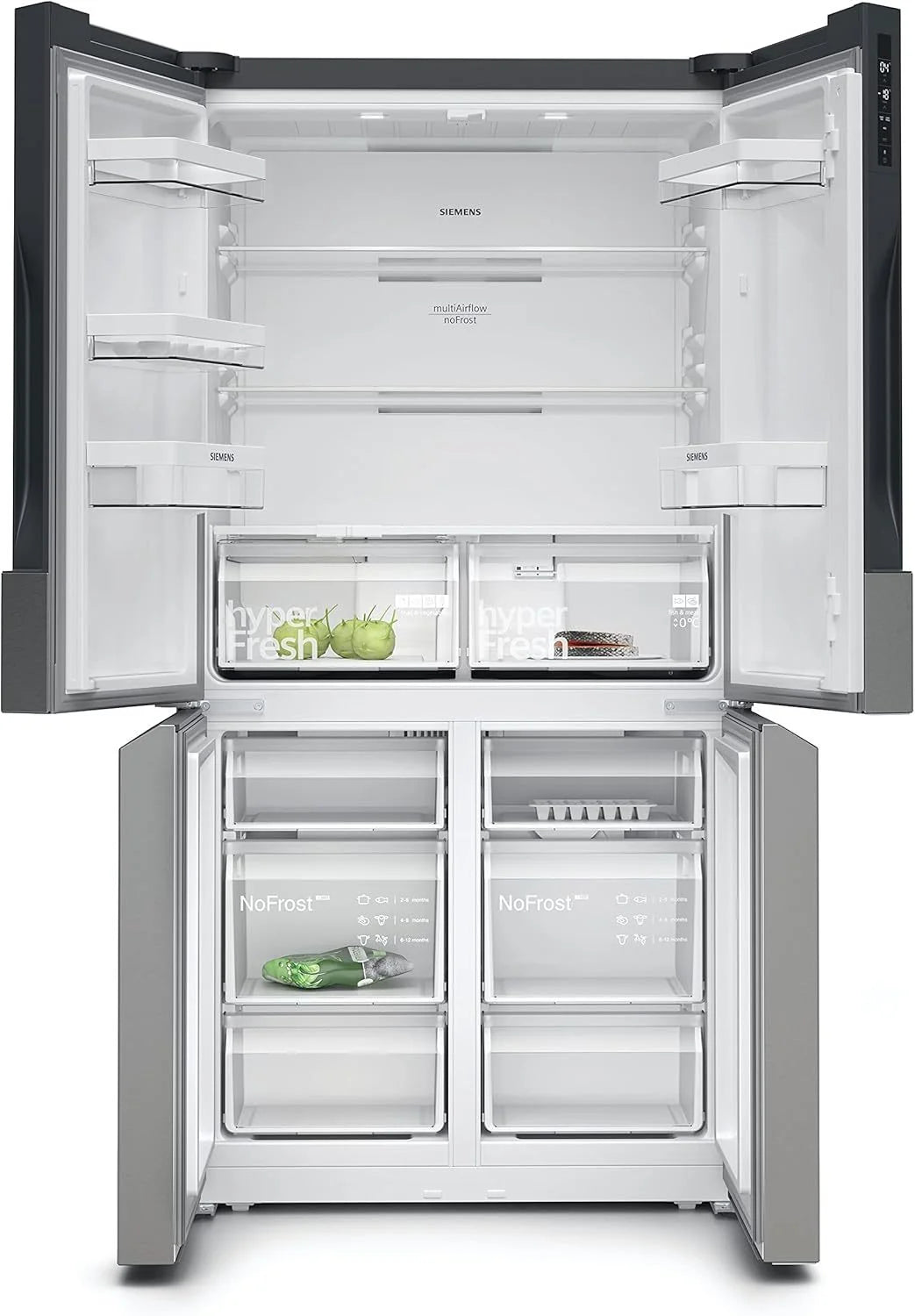 2026 SIEMENS KF96NVPEA iQ300 multi-door refrigerator, 183 x 91 cm, 405 L cooling & 200 L freezing, hyperFresh longer freshnes