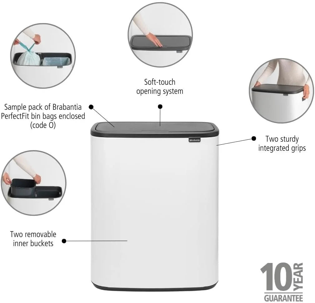 2026 Brabantia bin, matt steel, finger tracker, 2 x 30 L