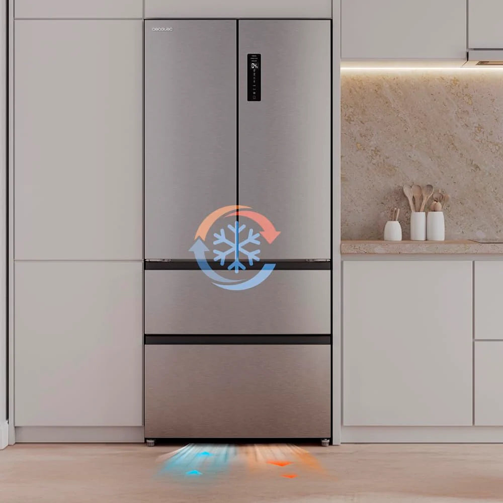 2026 Cecotec Fridge French door of 4 Doors Semi-Integrable 458L Total No Frost Bolero CoolMarket F2D 458 SBI Stainless E, Hei