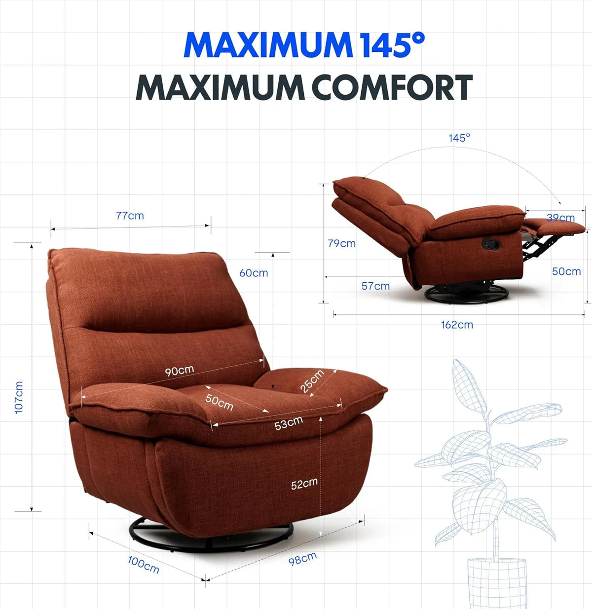 2026 FLEXISPOT XC6 reclining armchair, swinging sofa, TV chair with adjustable backrest, reclining armchair for bedroom, livi