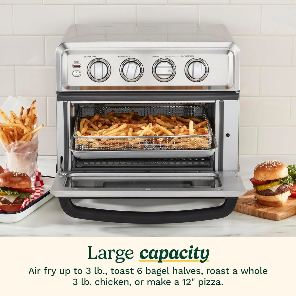 2026 CUSINART Air Fryer + Convection Toaster Oven, 8-1 Oven with Bake, Grill, Broil & Warm Options, Stainless Steel, TOA-70