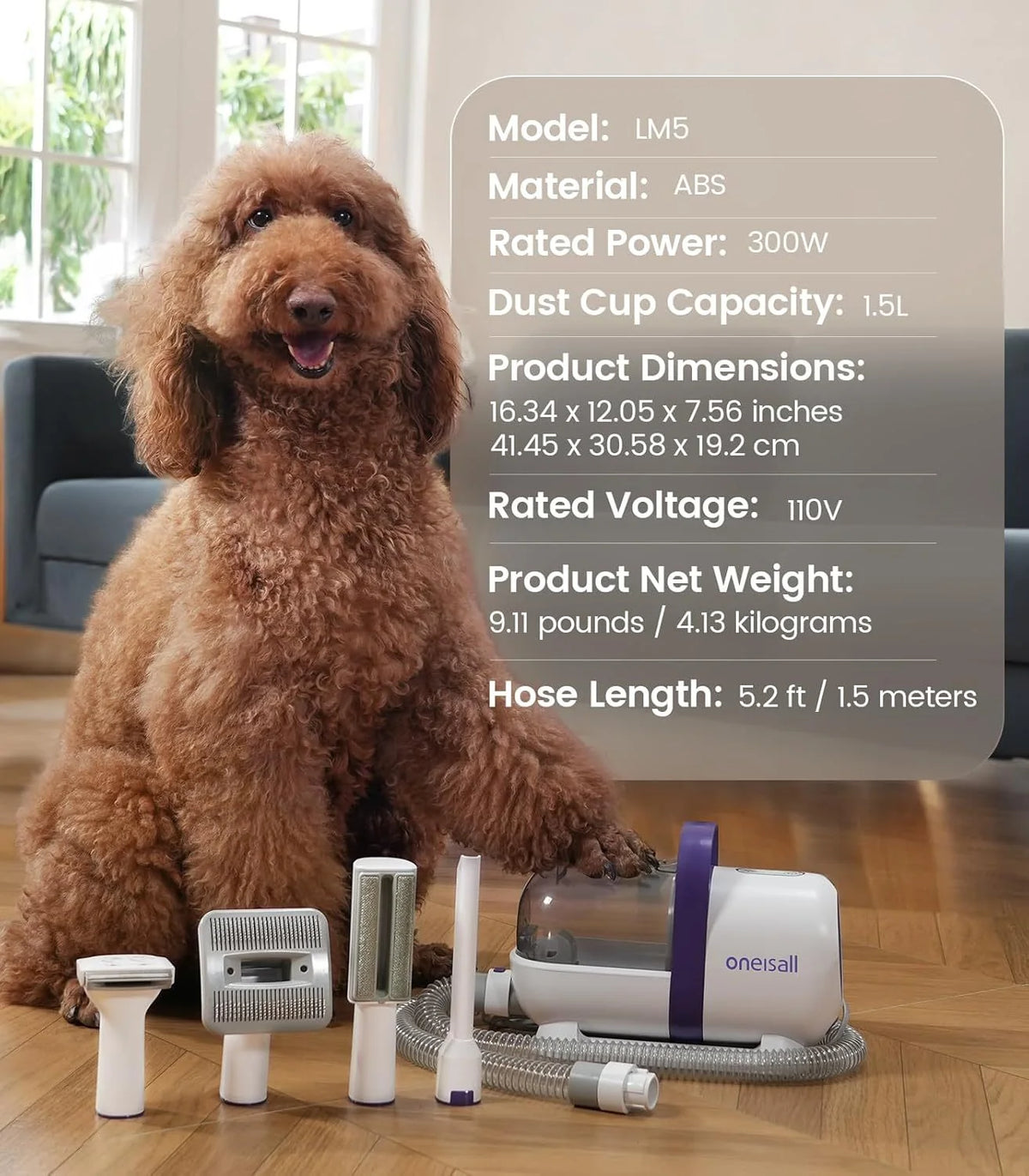 2026 oneisall dog vacuum cleaner with brush, super suction power with 12000Pa, pet hair vacuum cleaner from the brush with on