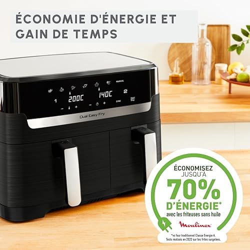 2026 Moulinex air fryer two compartments, very large capacity 11L, 10 people, 7 Automatic programs, oil-free fryer, Digital t