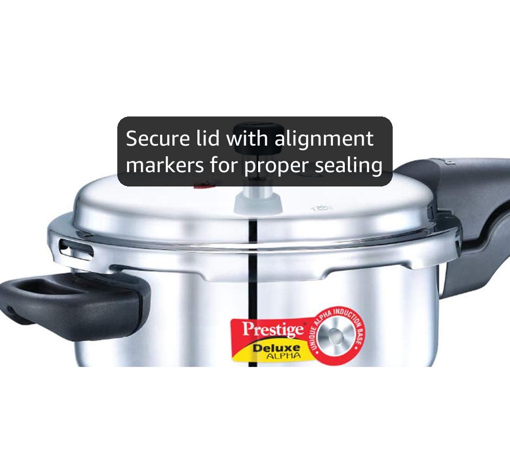 PRESTIGE PRDA3 Prestige 3L Alpha Deluxe Induction Base Stainless Steel Pressure Cooker, 3.0-Liter