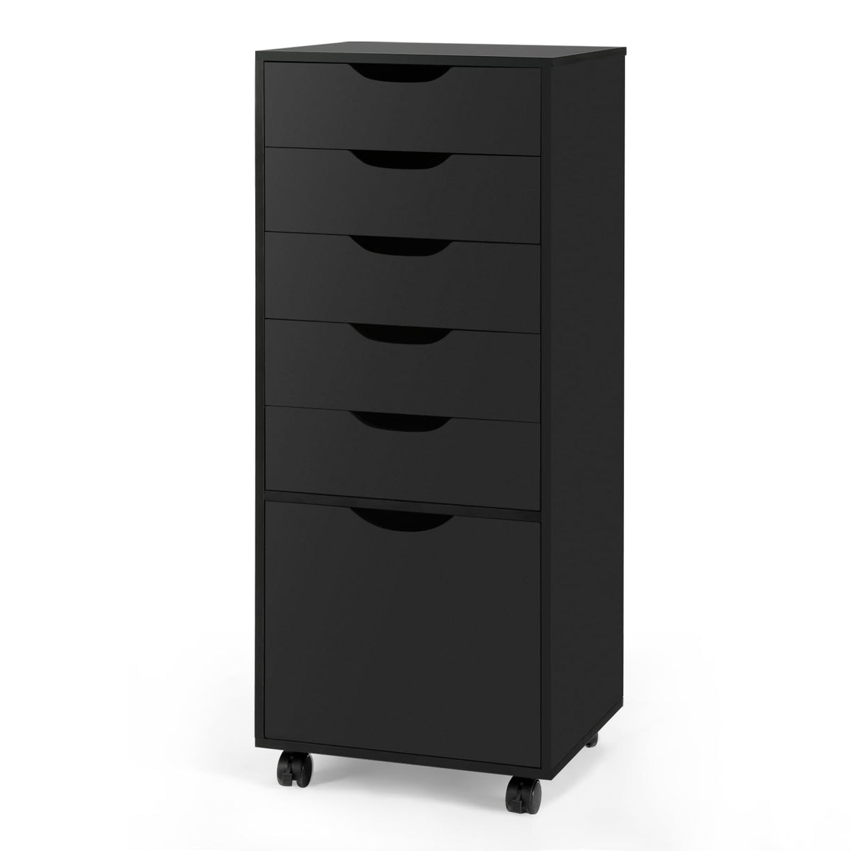 TUSY Mobile File Cabinet, 5-Drawer Storage Cabinet, Vertical Rolling Craft Storage Cabinet with Wheels & Anti-Tip Kit, for Home Office, Craft Room, Black