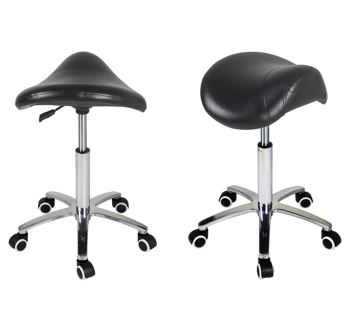 Antlu Saddle Stool Rolling Chair for Medical Massage Salon Kitchen Spa Drafting,Adjustable Hydraulic Stool with Wheels (Without Backrest, Black)