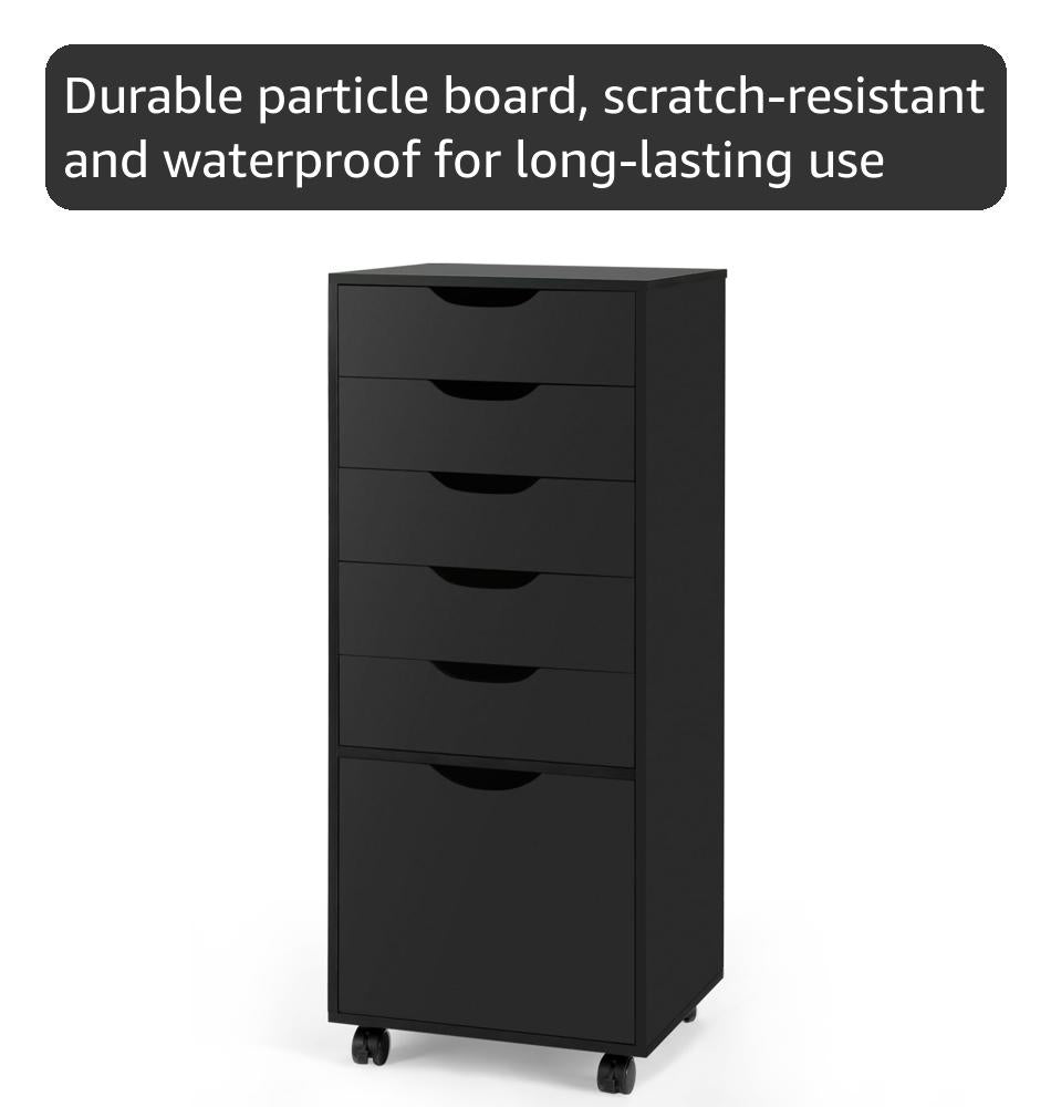 TUSY Mobile File Cabinet, 5-Drawer Storage Cabinet, Vertical Rolling Craft Storage Cabinet with Wheels & Anti-Tip Kit, for Home Office, Craft Room, Black