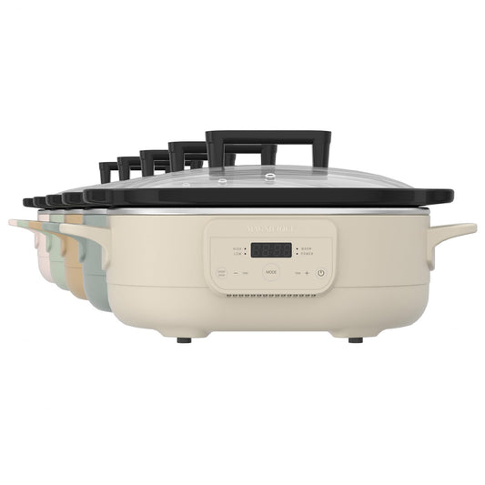 MAGNIFIQUE 6 Quart Programmable Slow Cooker Removable Healthy Nonstick Pot - Small Kitchen Appliance for Family Dinners - Serves 6+ People - Heat Settings: Keep Warm Oatmeal