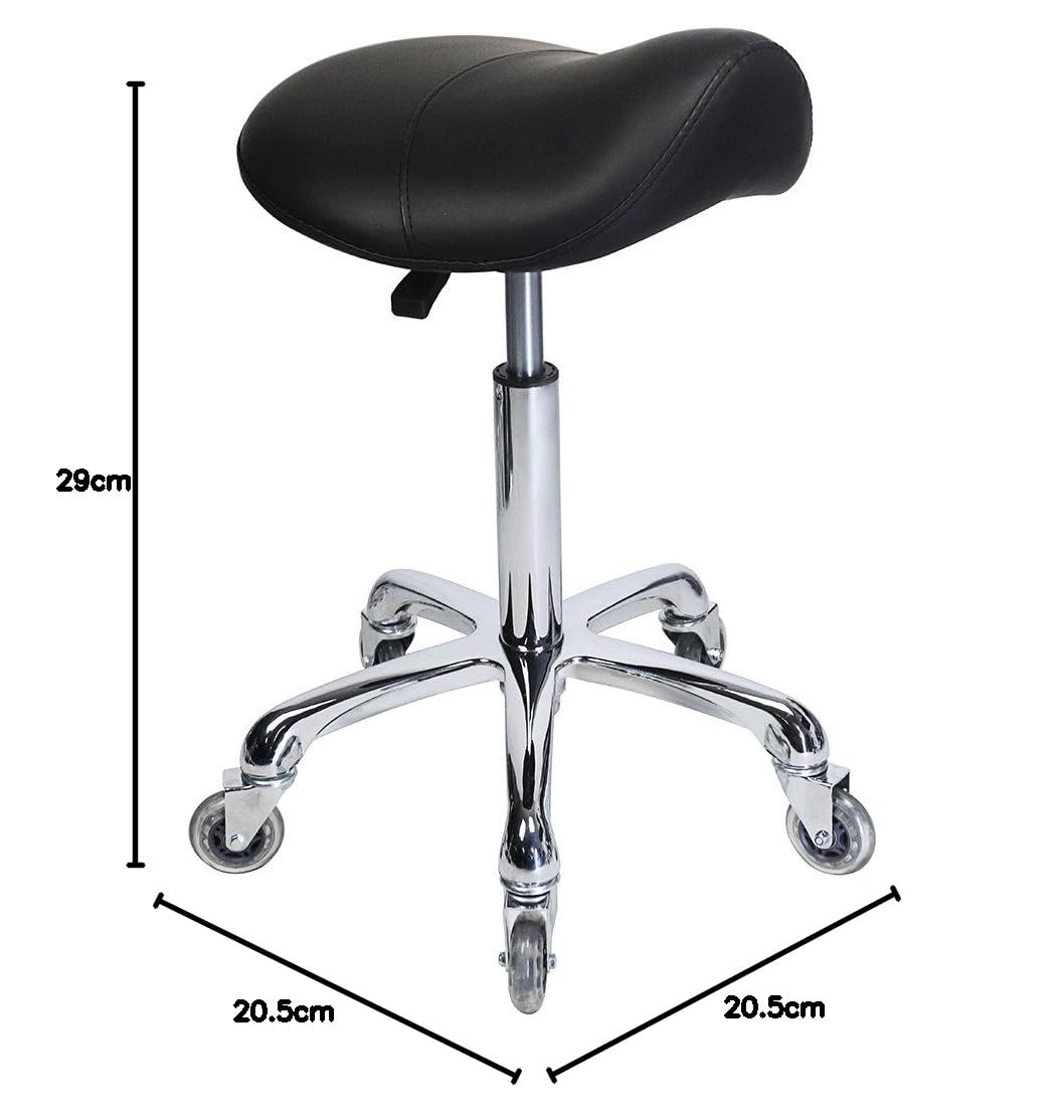 Antlu Saddle Stool with Wheels Ergonomic Chair Dental Hygienist, Black Saddle Seat Stool for Medical Dental Massage Clinic Salon