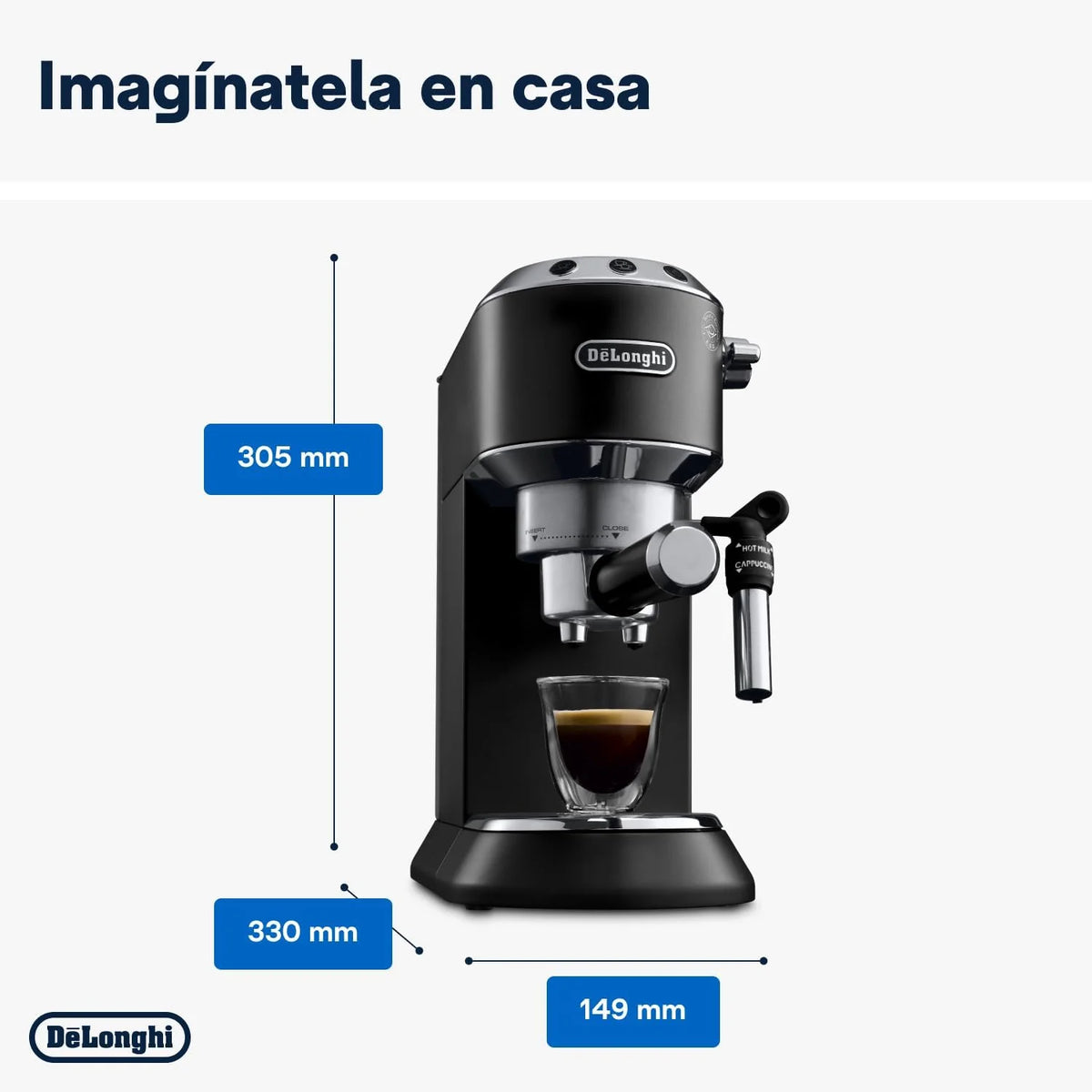 2026 De'Longhi Dedica – Stainless steel pump coffee maker for ground or individual coffee, espresso and cappuccino, 1.3 litre