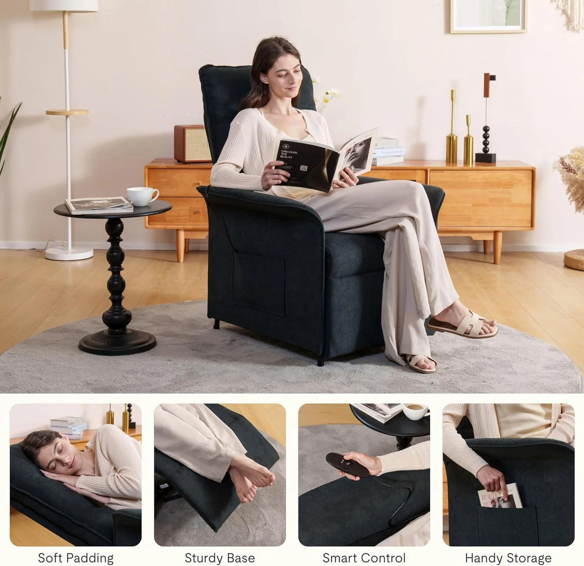 2026 FLEXISPOT electric relax chair with adjustable backrest, tiltable from 105° to 155°, reclining chair, ergonomic relax ch