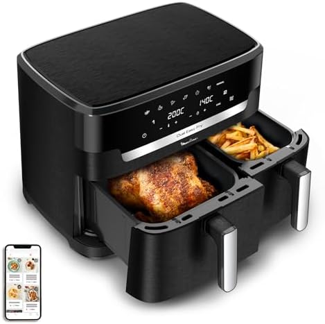 2026 Moulinex air fryer two compartments, very large capacity 11L, 10 people, 7 Automatic programs, oil-free fryer, Digital t