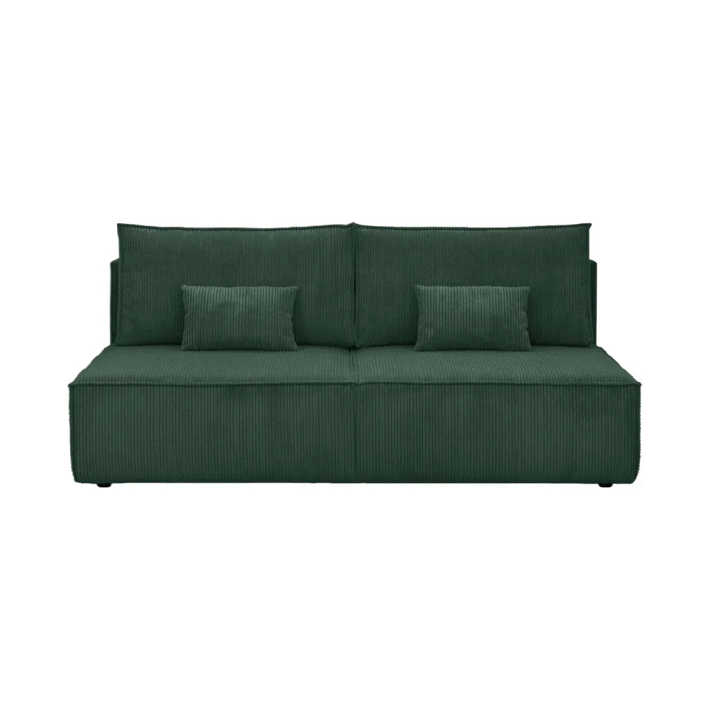 2026 Double sofa in dark green ribbed fabric