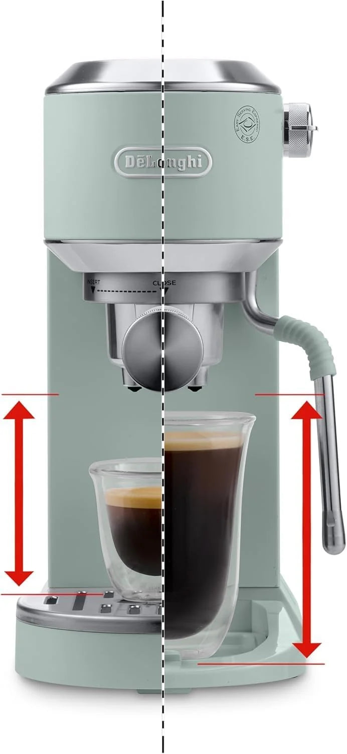 2026 De'Longhi Dedica – Stainless steel pump coffee maker for ground or individual coffee, espresso and cappuccino, 1.3 litre