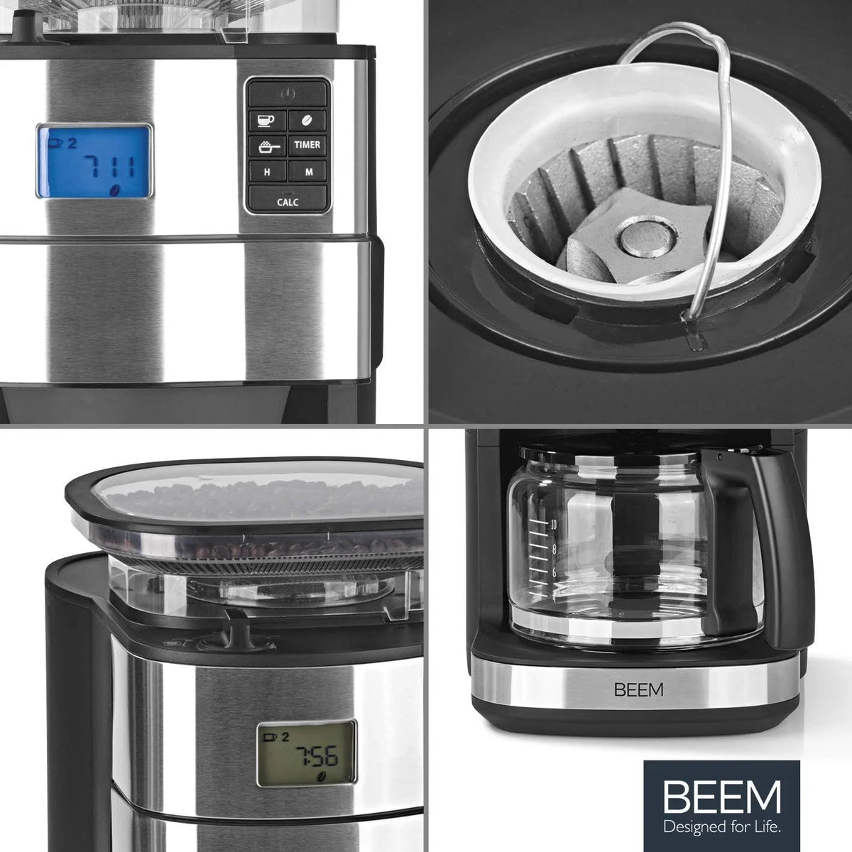 2026 BEEM FRESH-AROMA-PERFECT II filter coffee machine with grinder - Thermo | Stainless steel | Thermopot | 24h timer | 1000