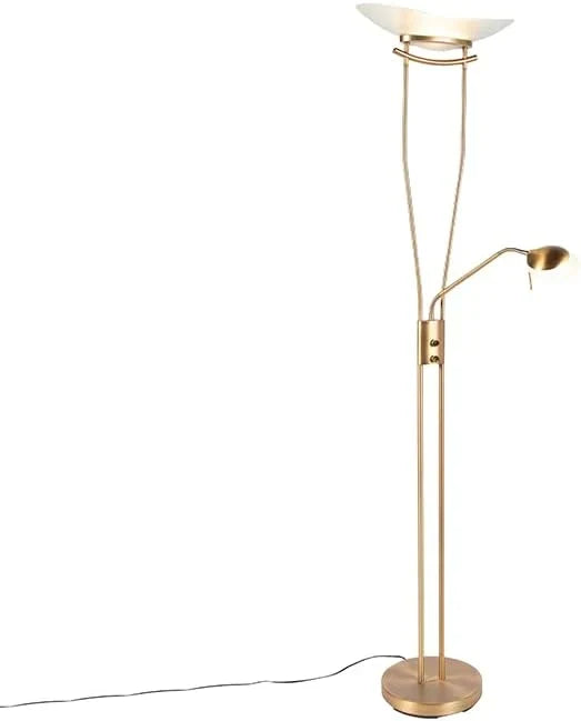 2026 Qazqa Lexus Dimmable LED Floor Lamp with Reading Light, 180 cm, Bronze