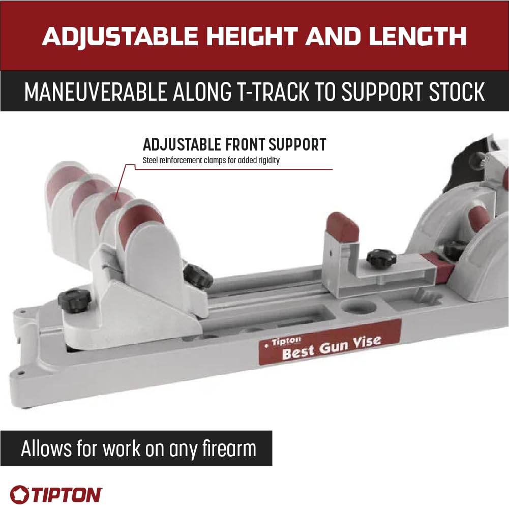 Tipton Best Gun Vise with Secure Adjustable Cradle, Storage Compartments for Cleaning, Gunsmithing and Firearm Maintenance, Red/Grey