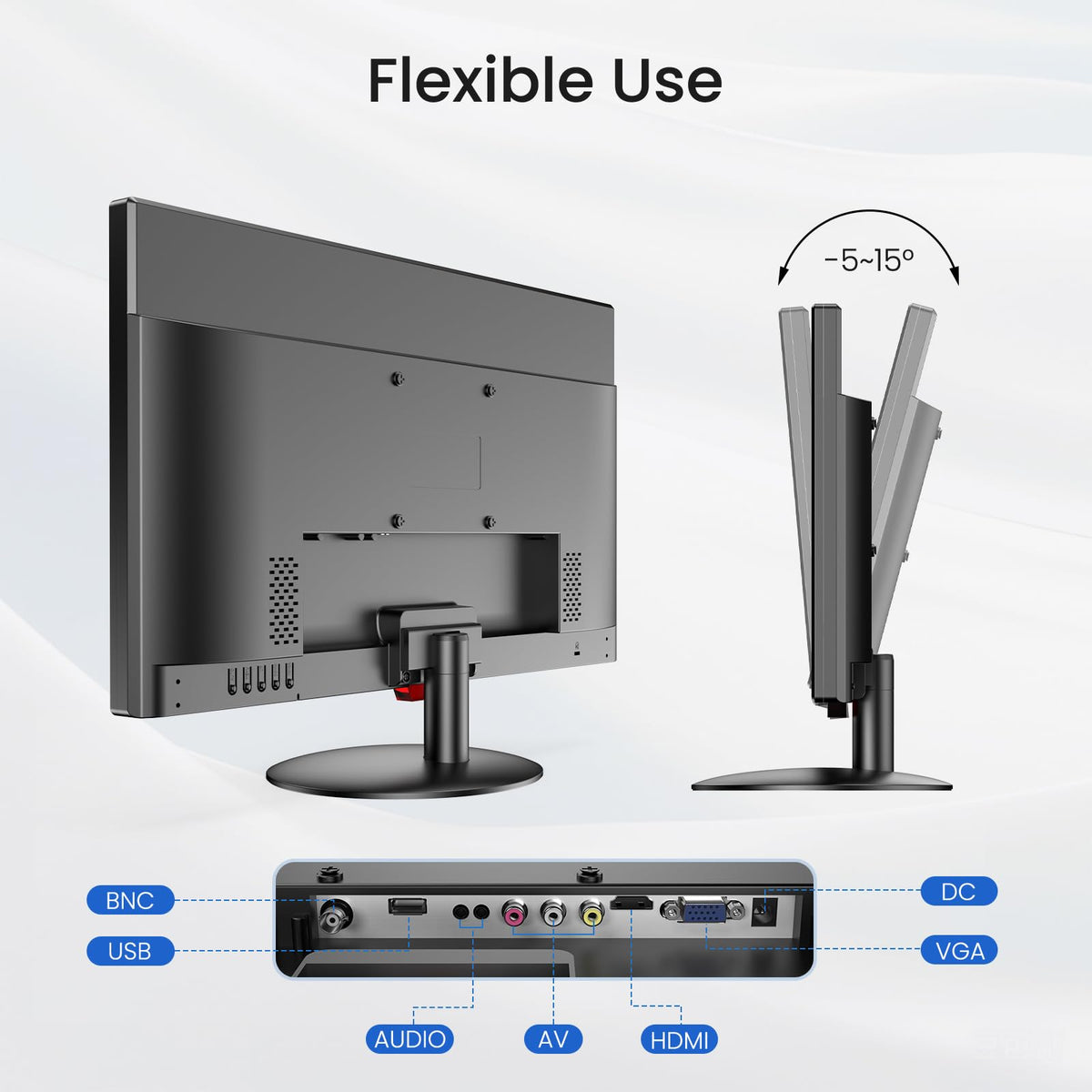 Eyoyo Security Camera Monitor 22-inch, 1080P FHD 75Hz LED PC Screen with HDMI VGA AV BNC USB Inputs, Built- in Speakers, 100x100mm VESA Compatible, Video Monitor for CCTV NVR DVR,