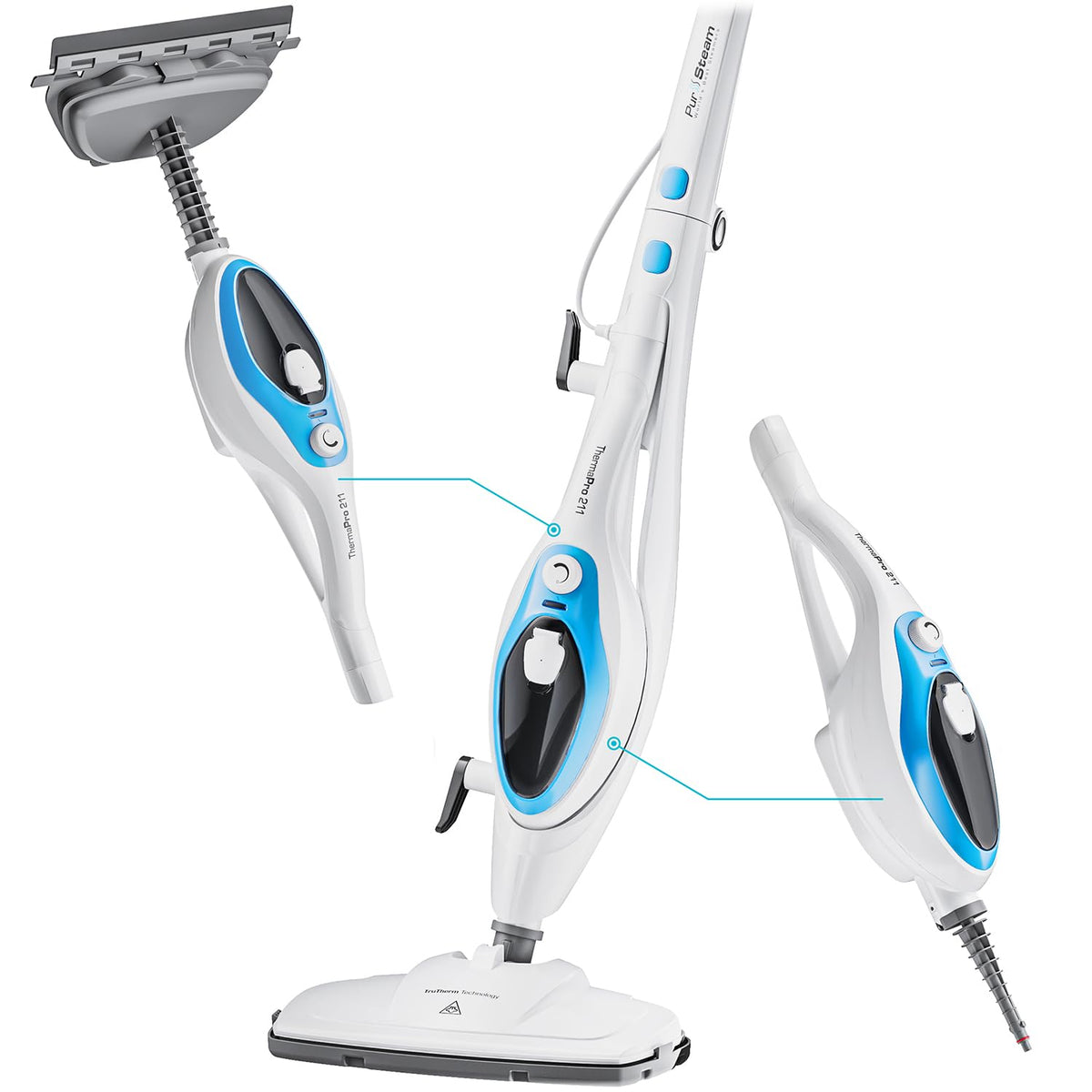 PurSteam 10-in-1 Steam Mop, Floor Steamer with Detachable Handheld Steam Cleaner for Tile, Hardwood Floors