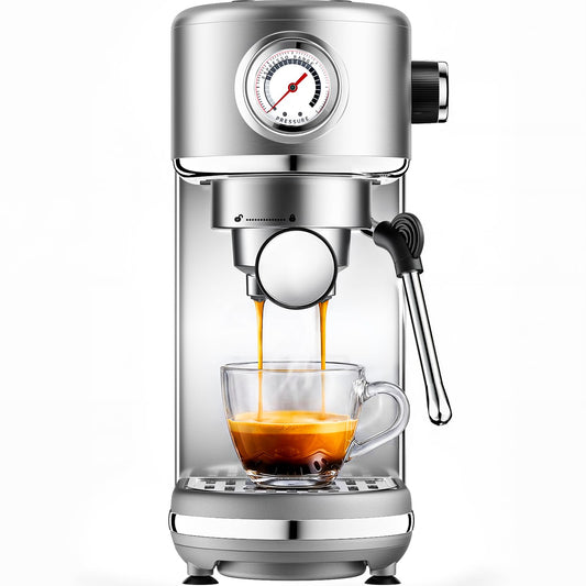 atatix Espresso Machine, 20 Bar Compact Espresso Coffee Machine with Milk Frother, Stainless Steel Coffee Maker with 44oz Removable Water Tank & Fast Heat System for Cappuccino, Latte