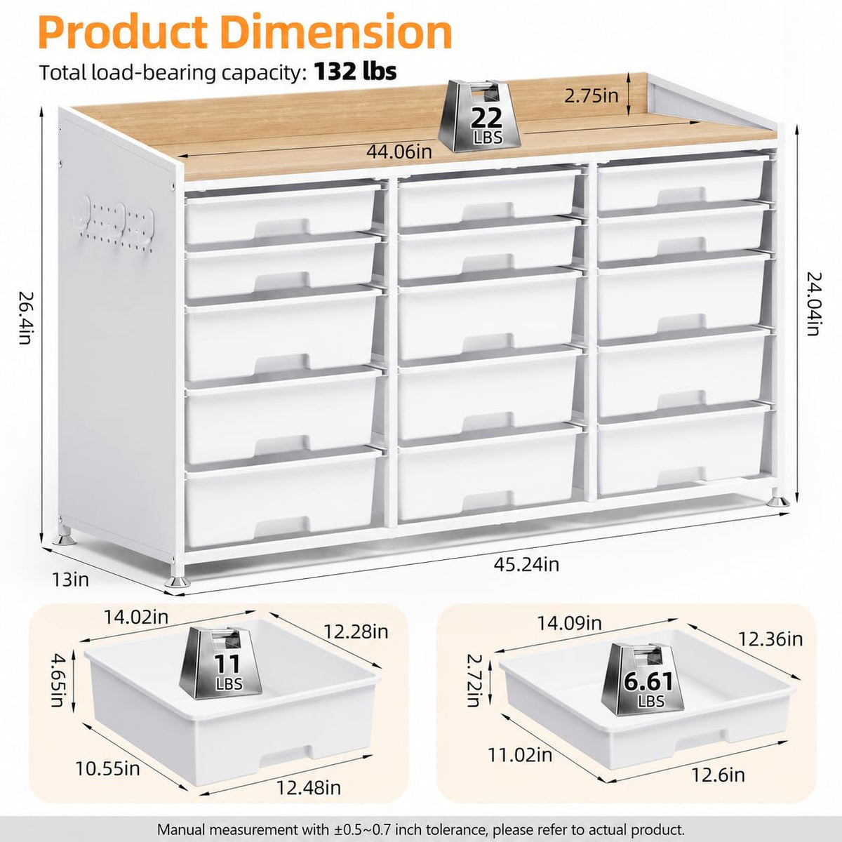 Wood Top Storage Cabinet with 15 Drawers, Pegboard & Adjustable Feet, White Classroom Storage with Ample Bins,Craft Organization,Stable Framework,Cubbies for Homeoffice&Toy Supply