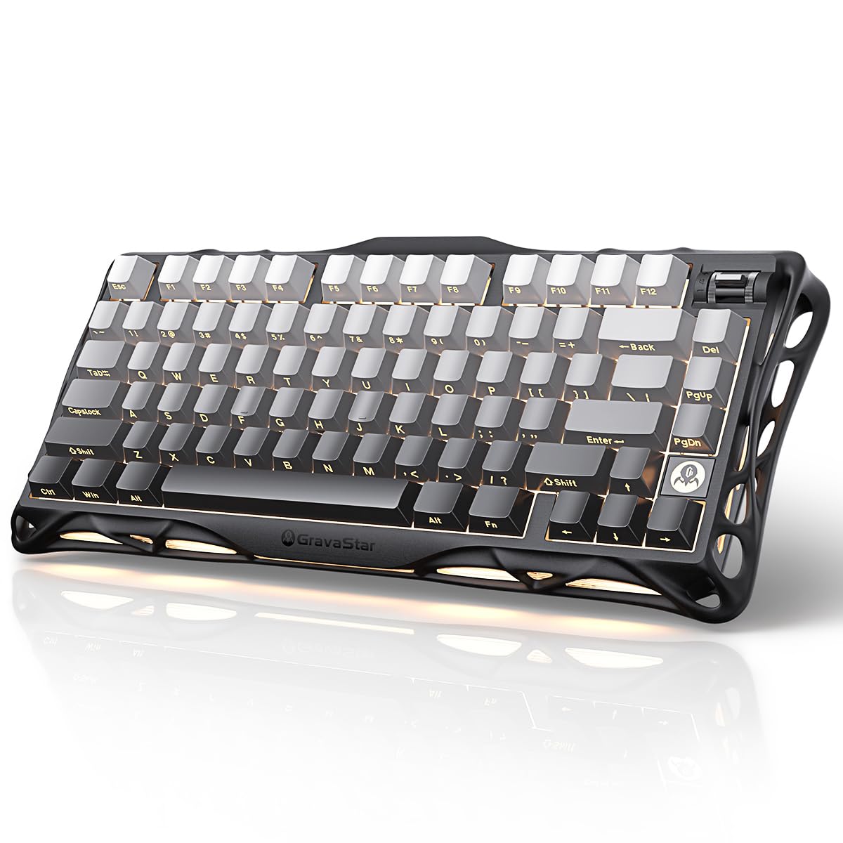 GravaStar Mercury K1 75% Wireless Mechanical Gaming Keyboard RGB Backlit Gasket Mount, Hot Swappable Linear Switches, Creamy Sound Keyboard, 2.4GHz/USB-C/Bluetooth 5.0, for Win/Mac【Gradient Black】