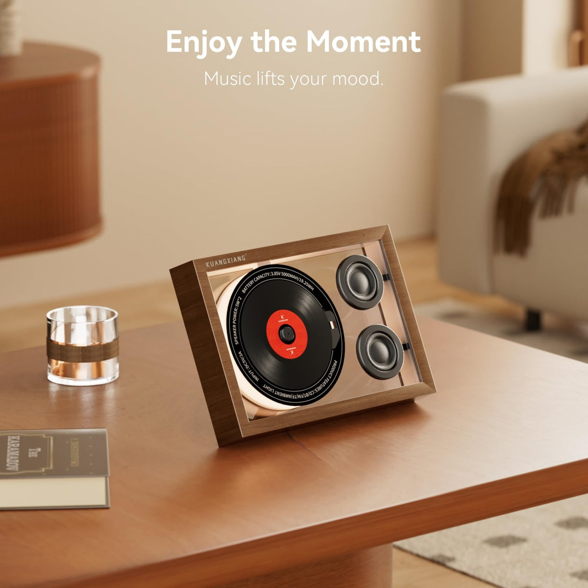 Retro CD Player Bluetooth 5.4 Speaker for Home Office Wall & Desktop Mount FM Radio, Gifts for Men, TF Card Support, 5000mAh Battery, LED Night Light, Built-in Mic, Remote Control, Dual Speakers