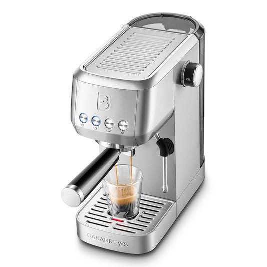 CASABREWS 3700 Essential Stainless Steel Espresso Machine with Steam Wand 20-Bar Italian Pump, Powerful Steam Wand, 43.9oz Removable Water Tank, Compact Espresso Maker for Home, Cappuccino & Latte