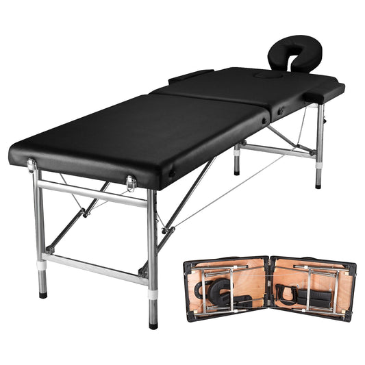 Massage Tables Portable 24" Wide Adjustable Folding Massage Bed, Lightweight Aluminum Esthetician Bed, Tattoo Chair for Client,Tattoo Table for Spa and Beauty Professionals (Black)