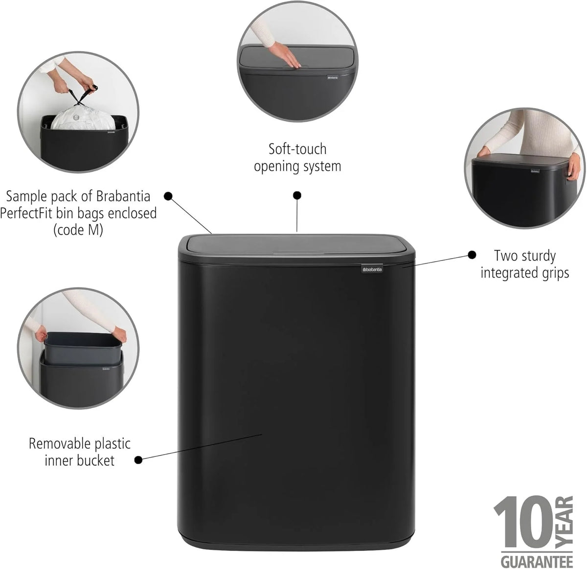 2026 Brabantia bin, matt steel, finger tracker, 2 x 30 L