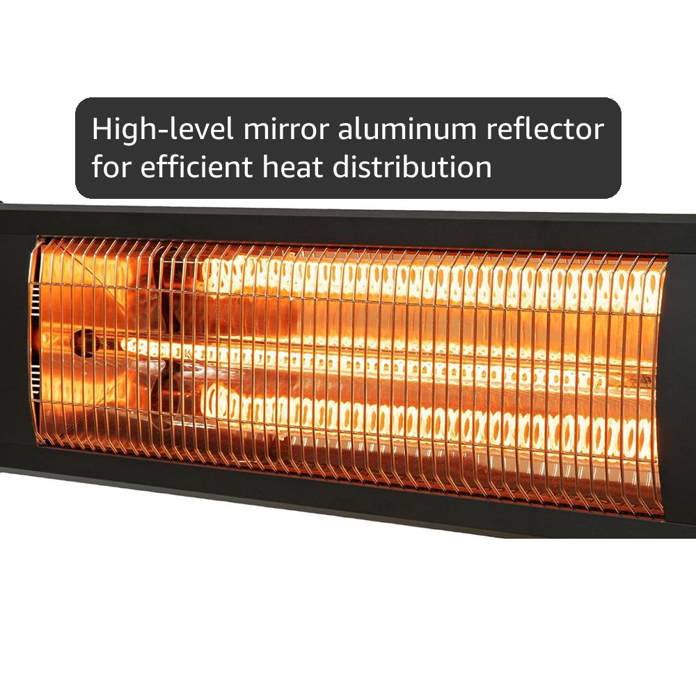 DR. INFRARED HEATER Portable Infrared Indoor and Outdoor Space Heater for Patio, Garage, Commercial & Residential With Remote Control, Without Thermostat, Black