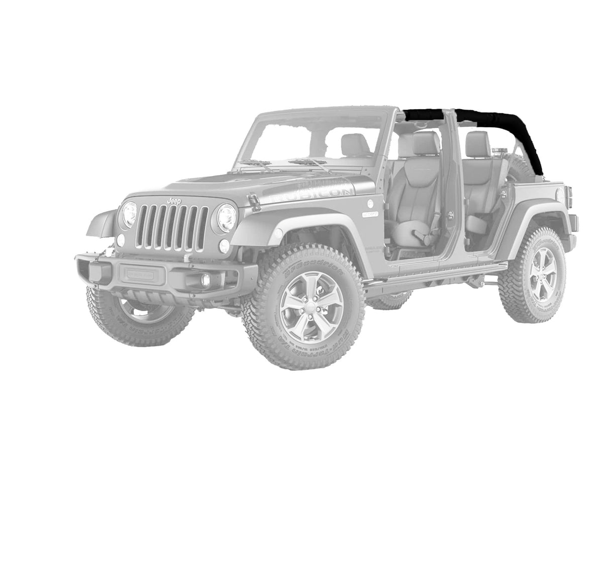 Neoprene Roll Bar Cover Padding Compatible with 2-Door Jeep Wrangler JK 2007-2018 - Black
