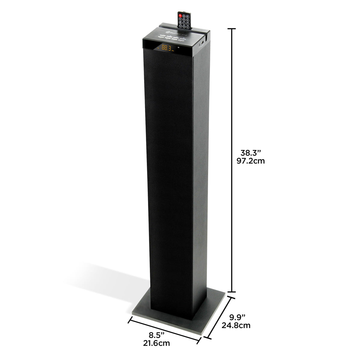 GOgroove Bluetooth Tower Speaker with Subwoofer Built in - Floorstanding Home Speaker with Powerful Bass and Dual Drivers, 120W Peak Power, MP3 3.5mm Aux, USB 2.0 Port Flash Drive, FM Radio (Single)