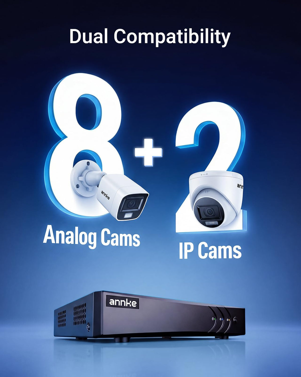 ANNKE 8CH 3K Lite H.265+ Security Digital Video Recorder, 1TB Hard Drive Hybrid 5-in-1 Surveillance DVR, Human & Vehicle Detection, Supports 8CH Analog and 2 IP Cameras for 24/7 Home Business CCTV