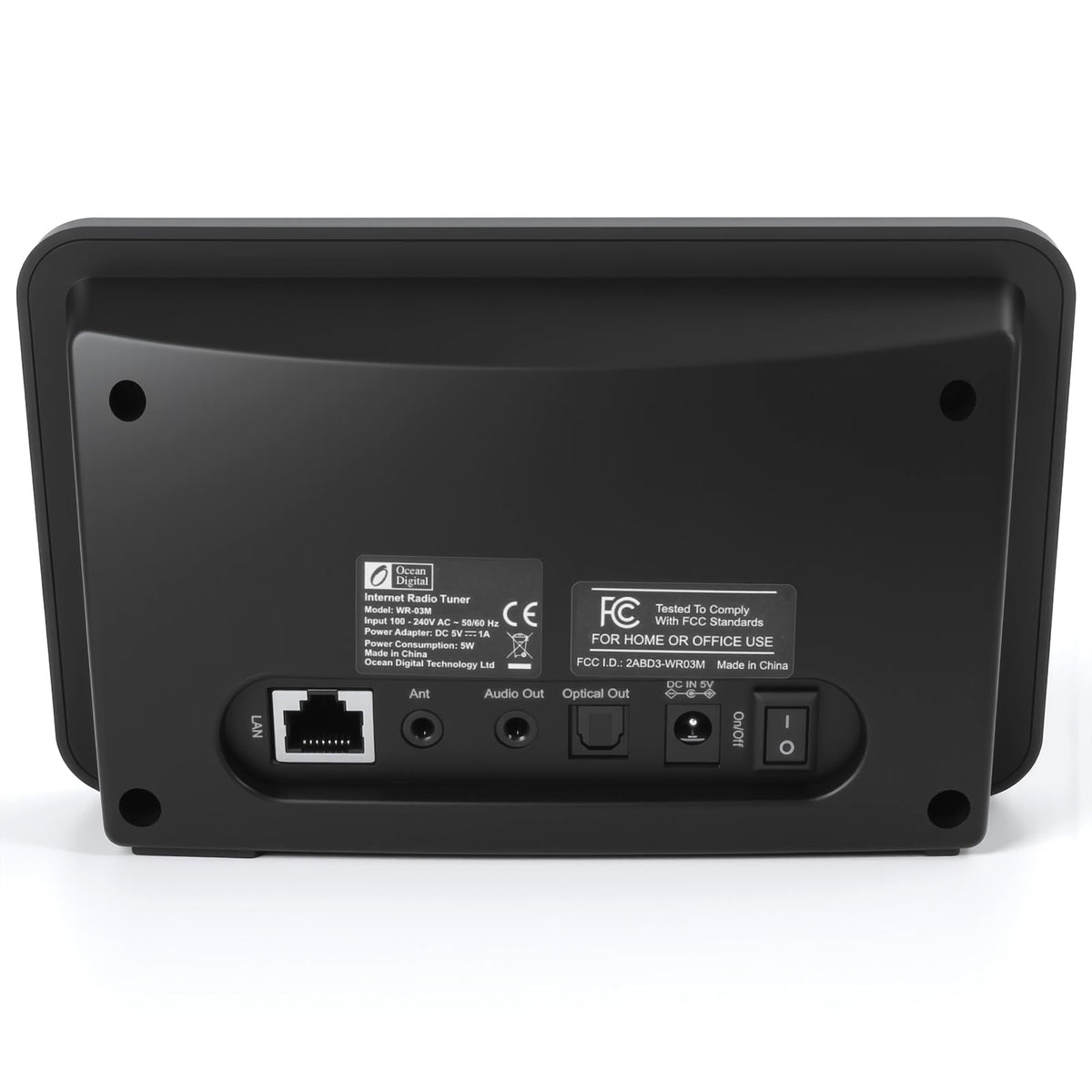 Ocean Digital WR-03M Internet Radio Receiver (No Built-in Speaker) with Bluetooth, FM, Wi-Fi, LAN, Optical & Line Out, UPnP/DLNA Streaming, Alarm Clock, Podcasts HiFi Component for Home Audio System